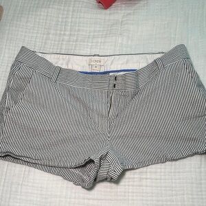 J. Crew Navy and White Striped Women’s Shorts - Tailored Cotton